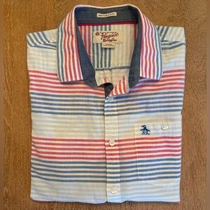 Original Penguin Red White and Blue Striped Button Down